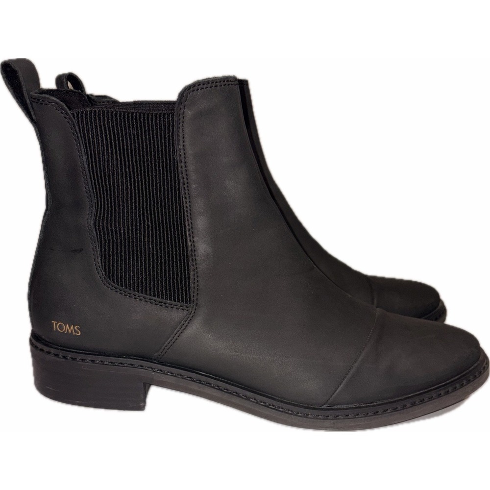 Tom's Black Ankle Bootie Womens 10 Retro Minimalist Versatile Chic Preppy